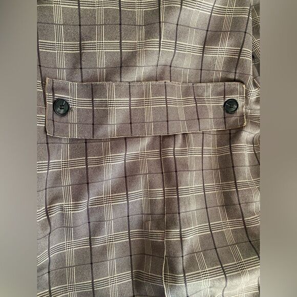 Blank NYC Anthropologie Jacket Women Size 2X Renegade Gray Brown Plaid Longline - Picture 15 of 16